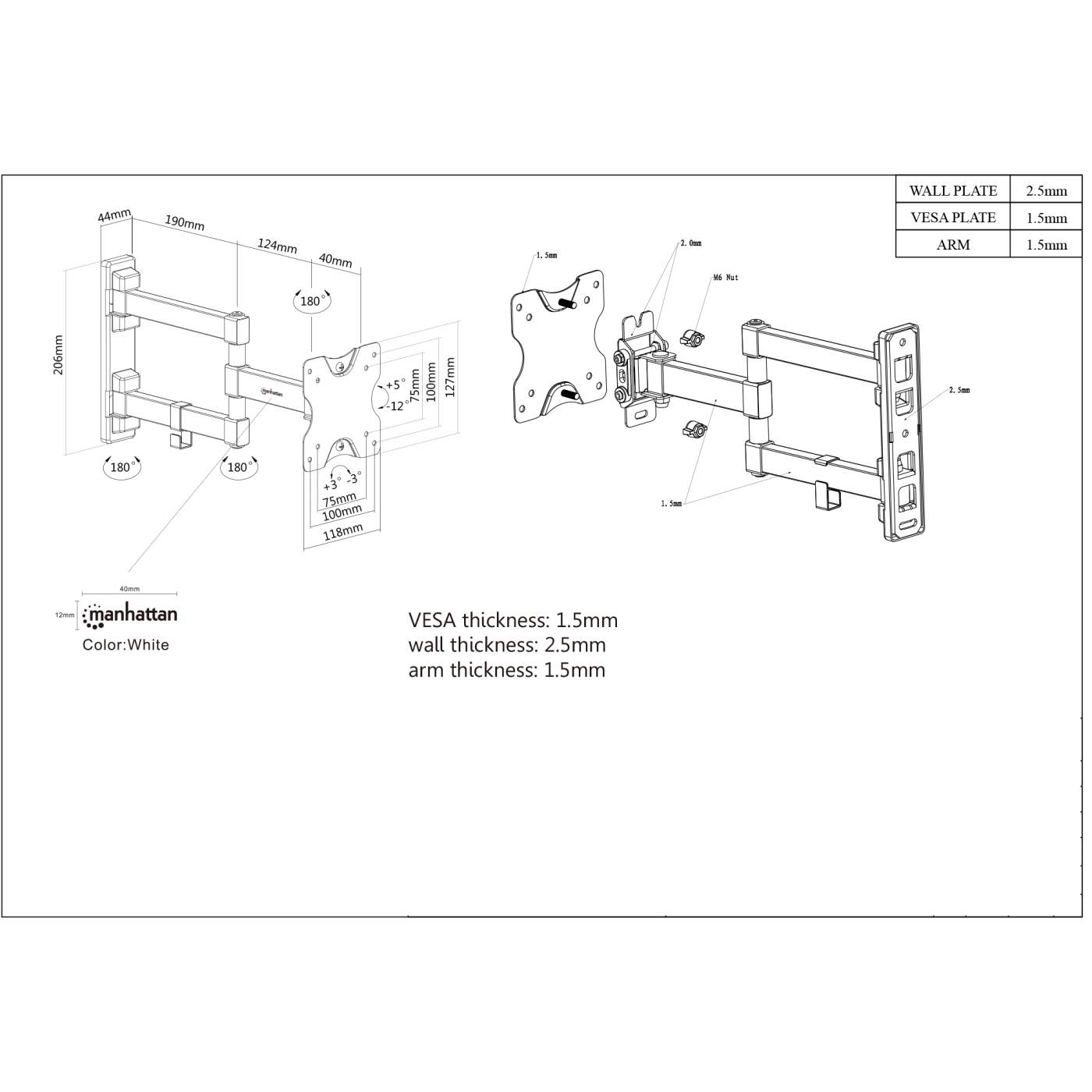 Universal Flat-Panel TV Articulating Wall Mount Image 7